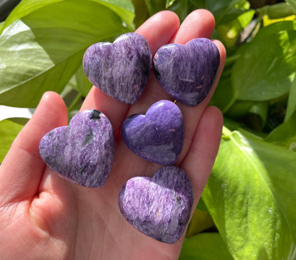 Charoite Heart 1" Flat Back