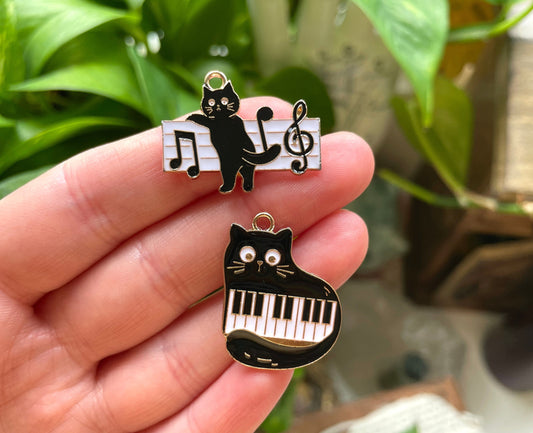 Music Cat Enamel Charm